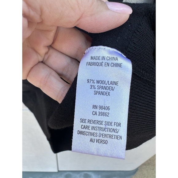 Theory Women’s Black Pullover Wool Long Line Sweater Minimalist Neutral Size P/S - Picture 7 of 8